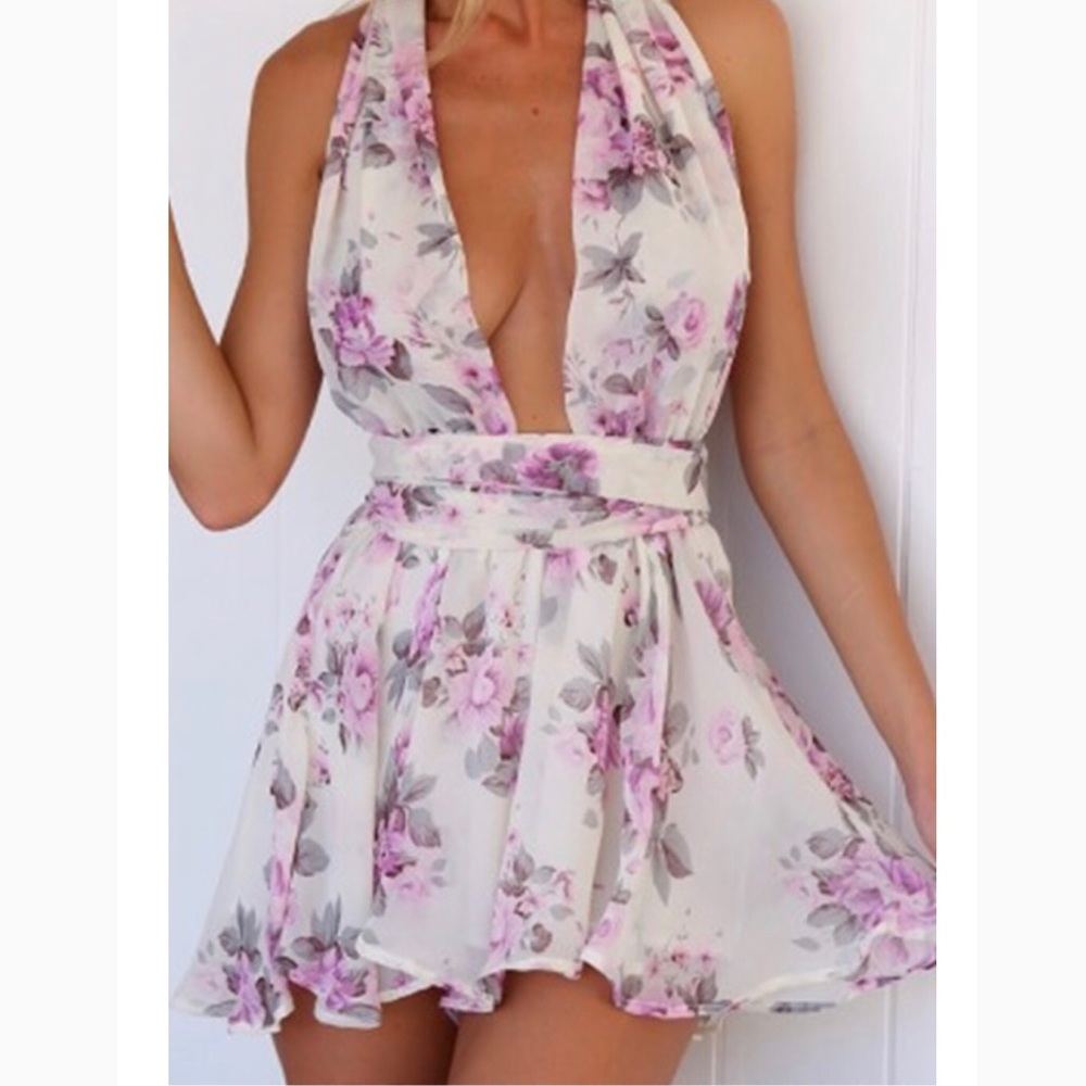 Floral Bandage Wrap Romper - Picture 6 of 9